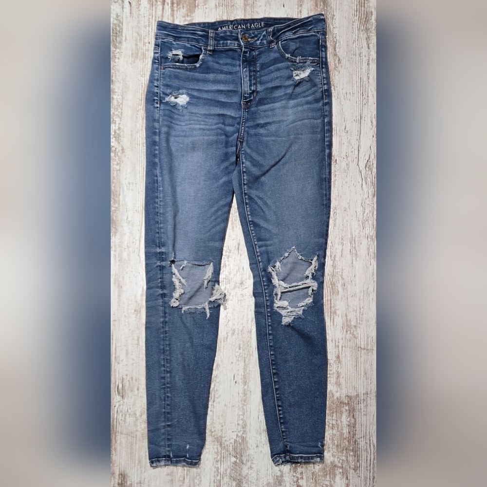 American Eagle Outfitters Ripped Blue Skinny Jeans